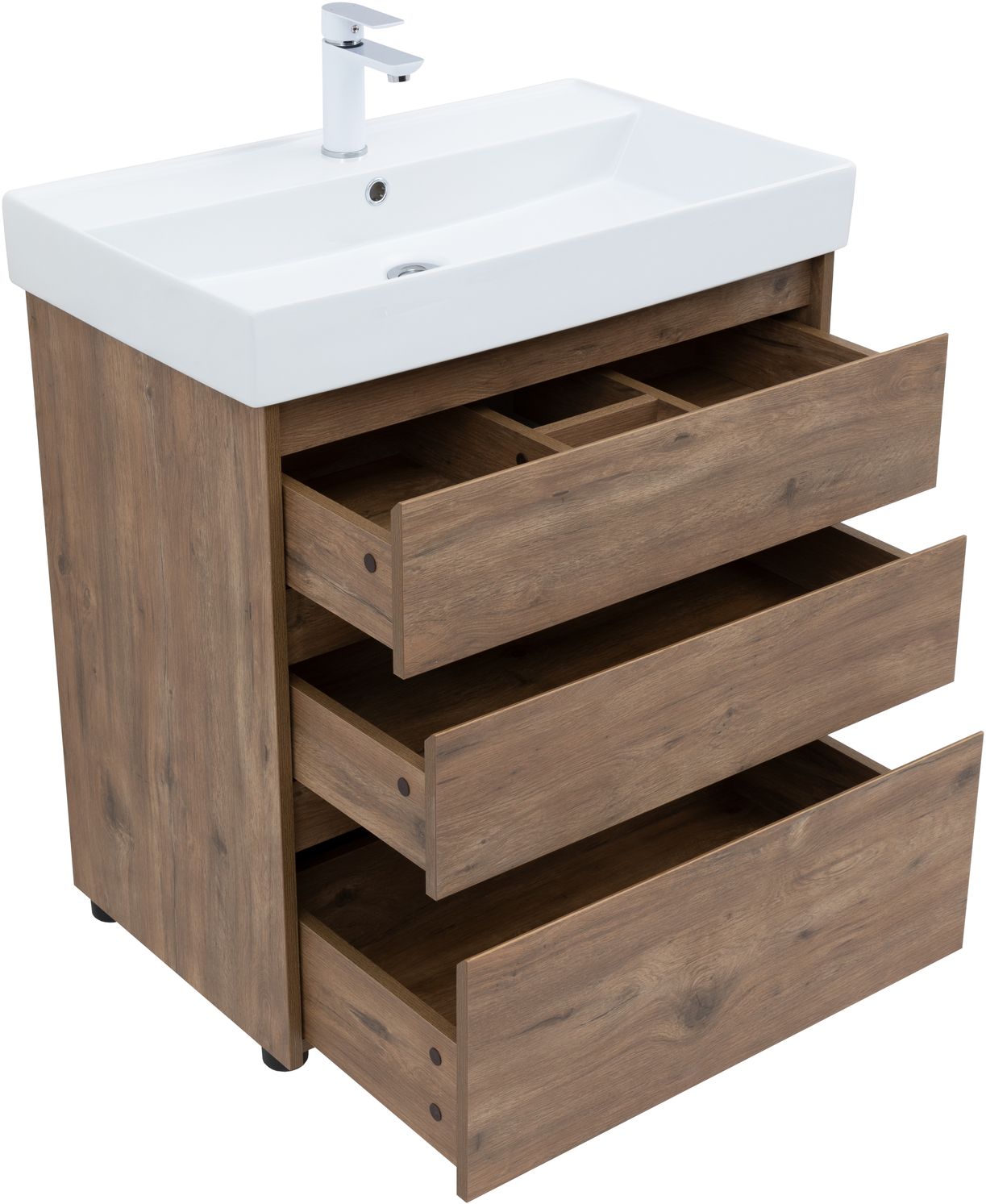 Мебель для ванной Aquanet Nova Lite 75 см дуб рустикальный 3 ящика, цвет коричневый 302474 - фото 3