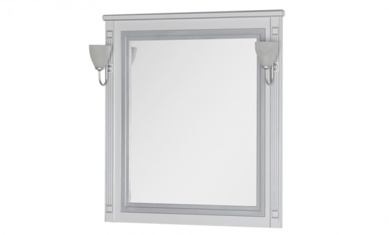 Зеркало Aquanet Паола 90 см 181769 белое с серебряной патиной, цвет белый - фото 3
