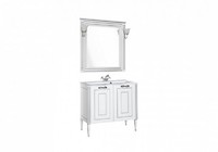 Мебель для ванной Aquanet Паола 90 см напольная, белая с серебряной патиной