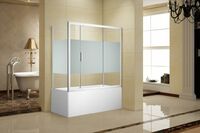 Шторка для ванны c боковой стенкой Aquanet Practic 70х150x150 254245 стекло прозрачное, шелкография, профиль хром