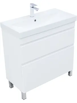 Мебель для ванной комнаты Aquanet Слим 80 см белый сатин, напольная