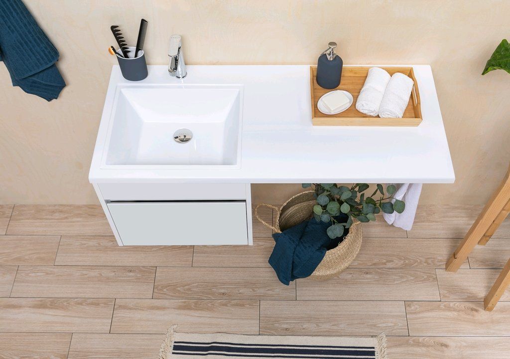Мебель для ванной Aquanet Токио 110 см L подвесная 1 ящик, белая, цвет белый 236915 - фото 9