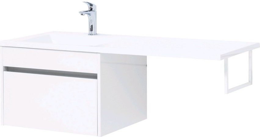 Мебель для ванной Aquanet Токио 120 см L подвесная 1 ящик, белая, цвет белый 236916 - фото 8