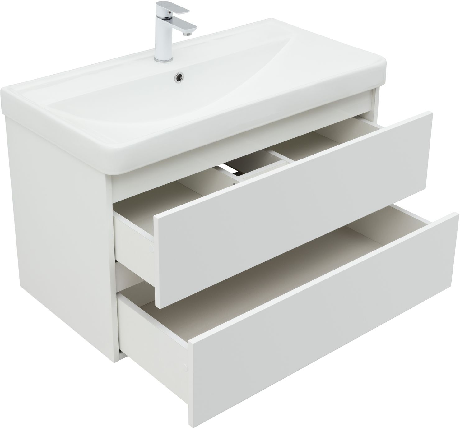 Мебель для ванной Aquanet Вега 90 см белый глянец, цвет белая глянцевая 316683 - фото 6