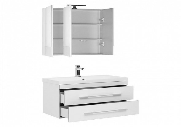 Мебель для ванной Aquanet Верона NEW 100 см подвесная 2 ящика, белая, цвет белый 00230318 - фото 2