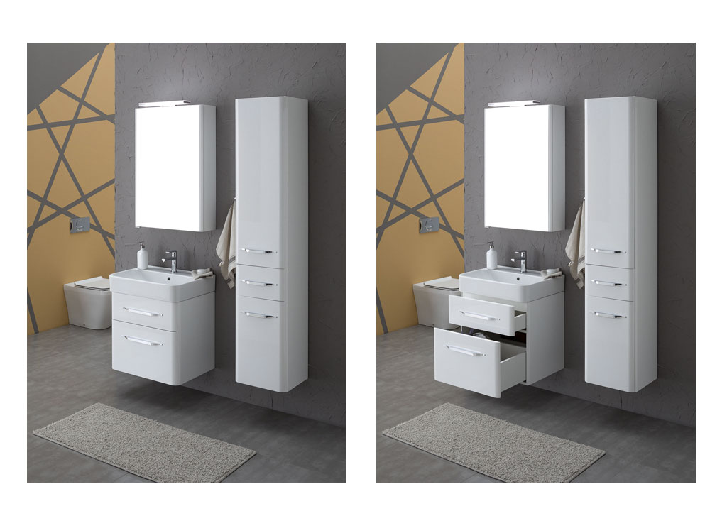 Мебель для ванной Aquanet Виченца 60 см подвесная 2 ящика, белая, цвет белый 00199301 - фото 2