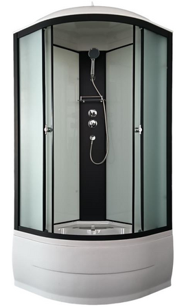 Душевая кабина Aquapulse 90x90 4102D fabric white + black profile стекло матовое, профиль черный