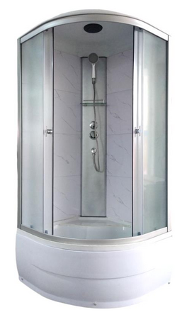 Душевая кабина Aquapulse 90x90 4102E fabric white marble стекло матовое, профиль серебро матовое