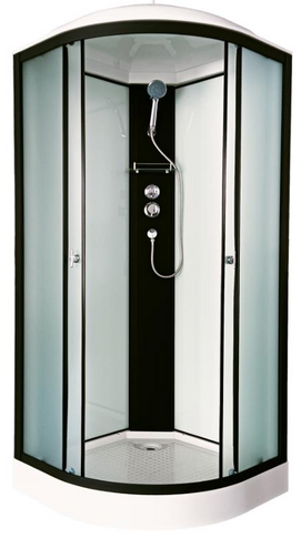 Душевая кабина Aquapulse 90x90 4122D fabric white + black profile стекло матовое, профиль черный