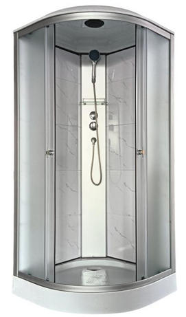 Душевая кабина Aquapulse 90x90 4122E fabric white marble стекло матовое, профиль серебро матовое