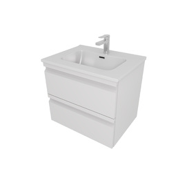 Тумба с раковиной Aquatek ВЕГА 60 см AQ77060-MW 2 ящика, белая матовая