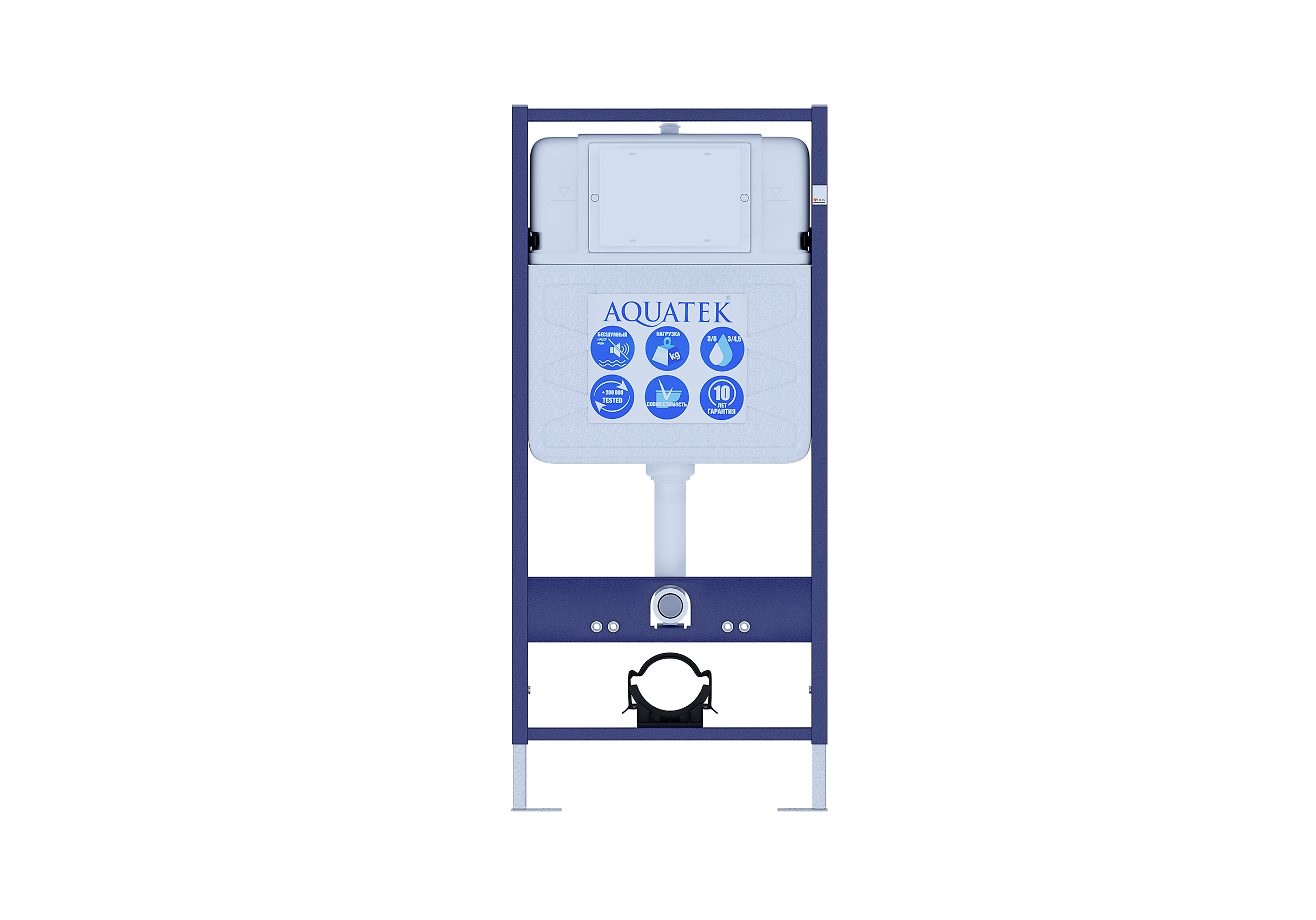 Подвесной унитаз с инсталляцией и кнопкой Aquatek Классик SET AQUATEK КЛАССИК-009 4в1 безободковый, с крышкой микролифт, белый, кнопка белая, цвет хром - фото 2