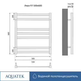 Фото Полотенцесушитель водяной Aquatek Лира 53x60 AQ KP0760CH хром