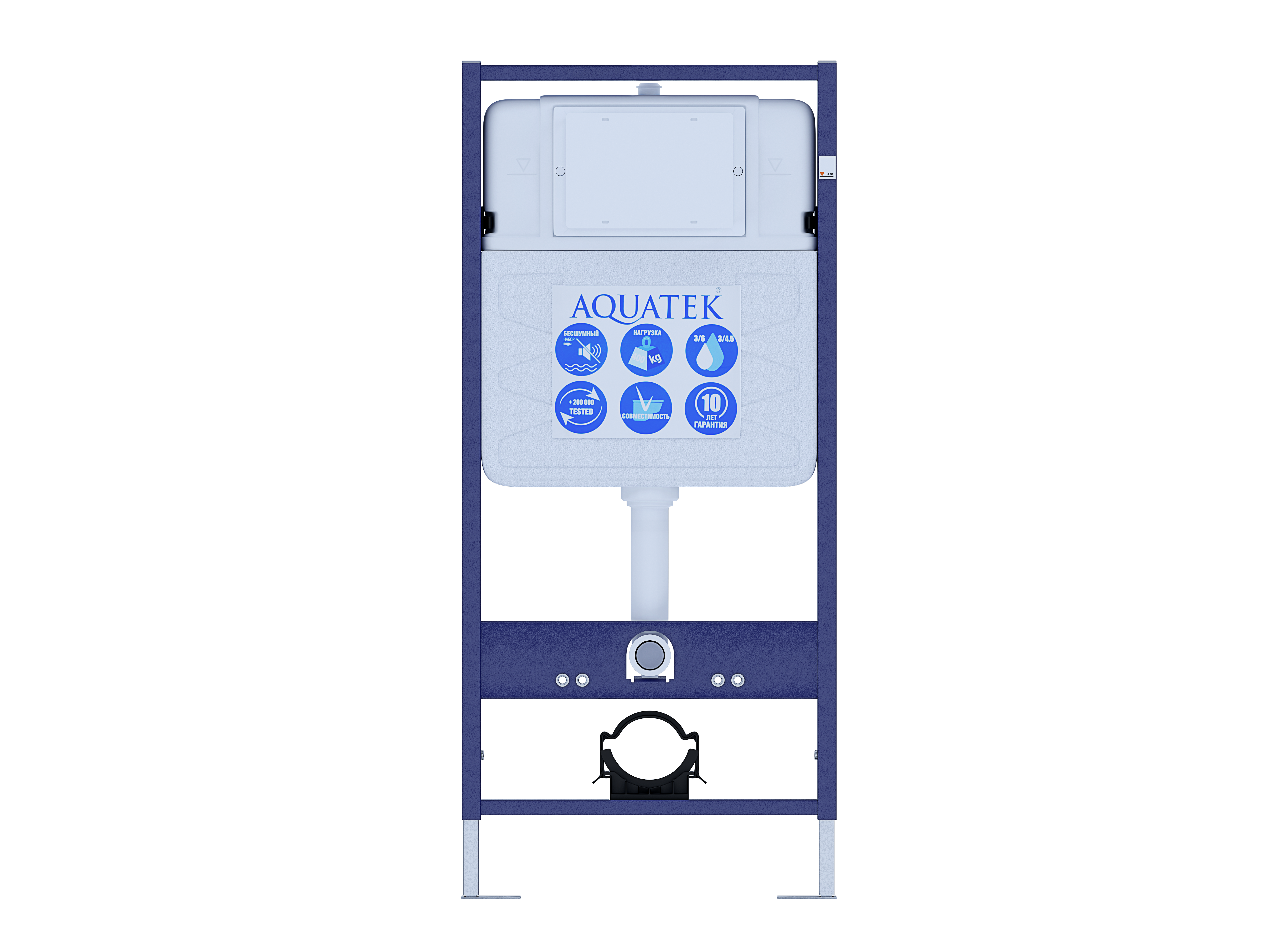 Подвесной унитаз с инсталляцией и кнопкой Aquatek Лугано SET AQUATEK ЛУГАНО 4в1 безободковый, с крышкой микролифт, белый, кнопка хром - фото 2