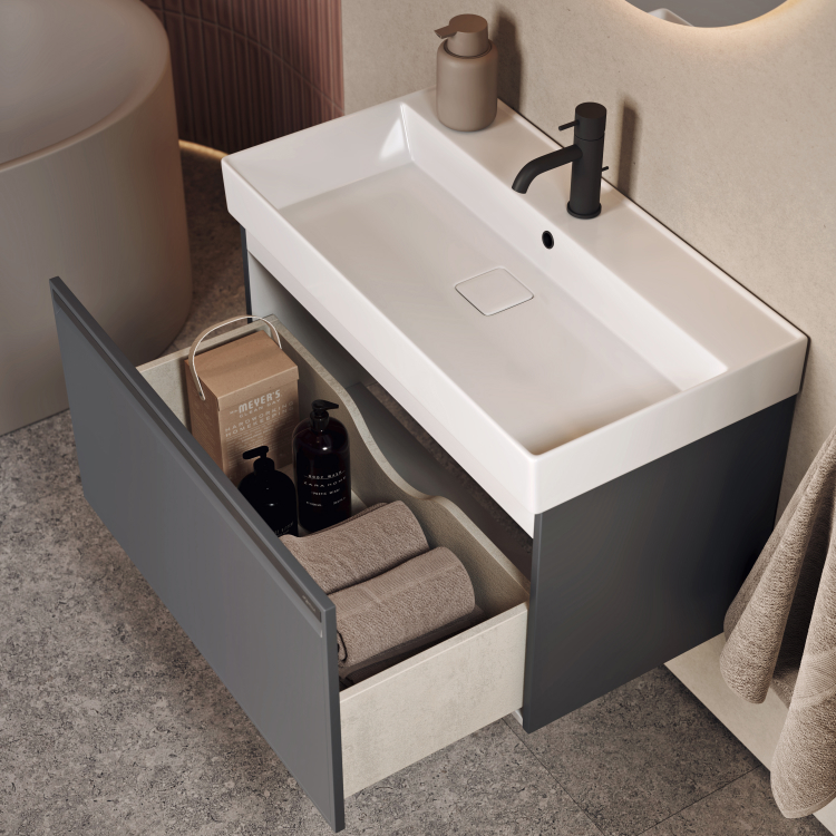 Мебель для ванной комнаты Aqwella Pure 100 см подвесная, серая, цвет серый PUR0110GRM - фото 5