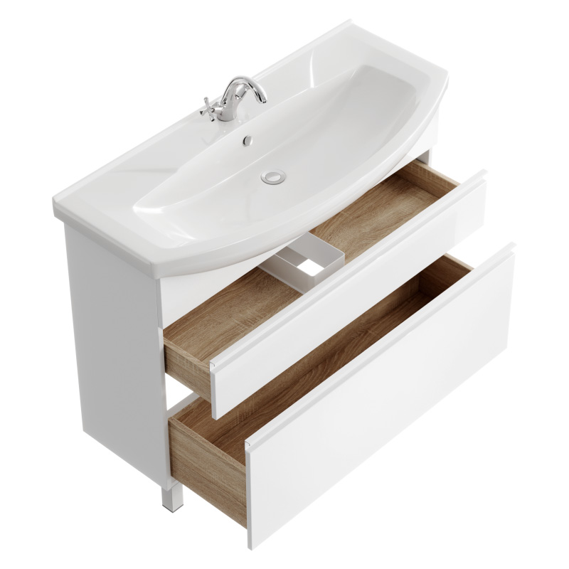 Мебель для ванной комнаты Aqwella Rodos 107 см напольная, белая, цвет белый ROD01102N - фото 2