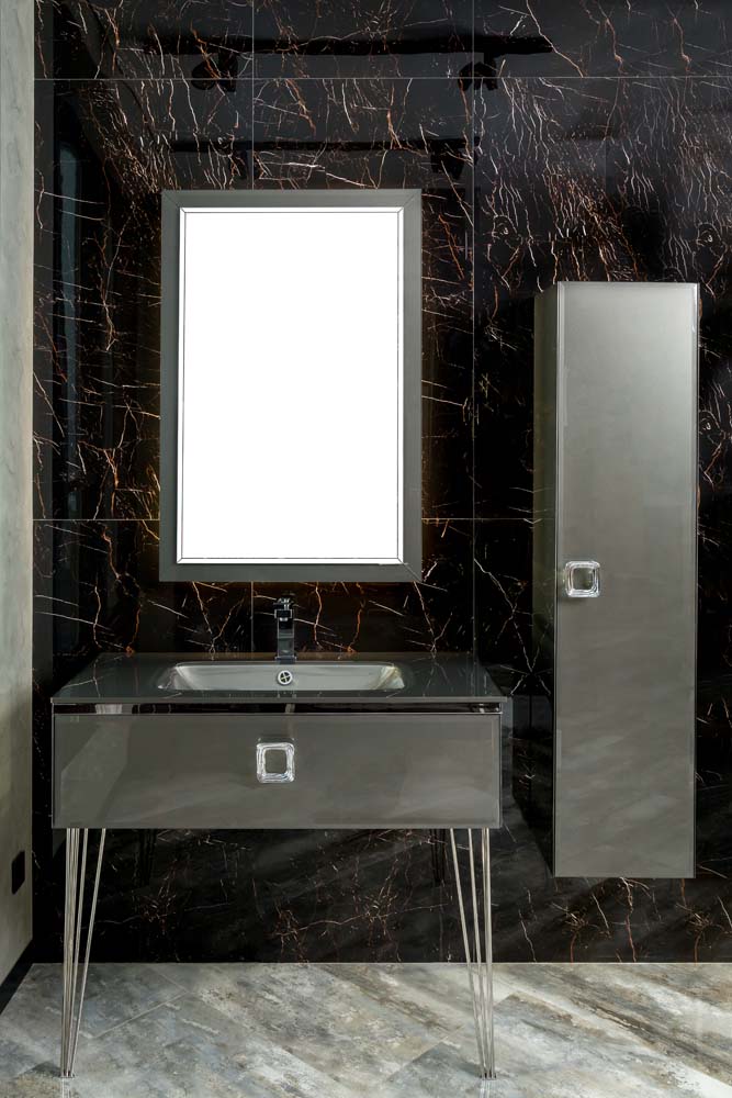 Мебель для ванной комнаты Armadi Art Lucido 100 см графит, цвет глянцевый графит 770-100-GR - фото 1