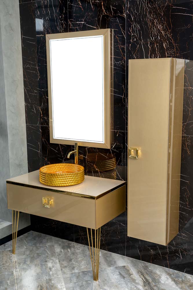 Мебель для ванной комнаты Armadi Art Lucido 100 см золото, цвет светлое золото 770-100-Light Gold - фото 1