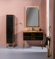 Мебель для ванной комнаты Armadi Art Monaco 100 см черная, золото