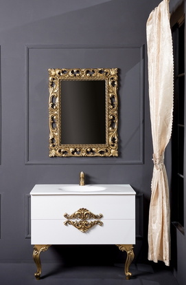 Тумба с раковиной Armadi Art NeoArt 80 White, бронзовые ручки и ножки (Уценка: товар с экспозиции)