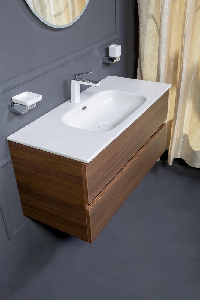 Мебель для ванной комнаты Armadi Art Vallessi 100 дуб темный матовый, цвет белый 837-100-D - фото 2