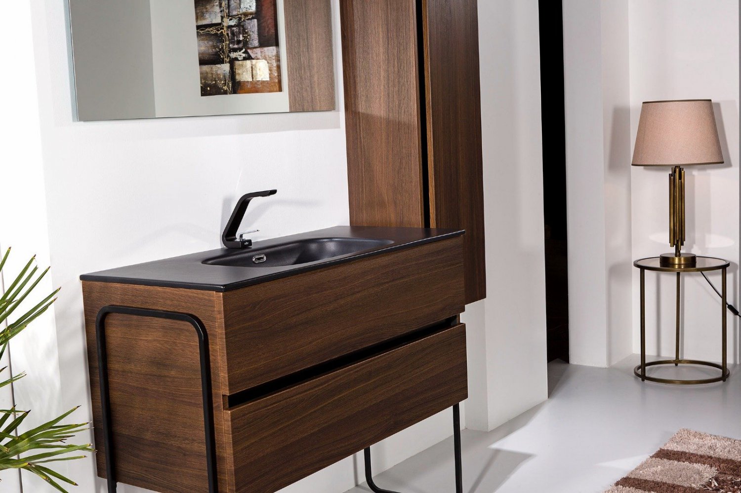 Мебель для ванной комнаты Armadi Art Vallessi 100 дуб темный матовый, цвет белый 837-100-D - фото 5