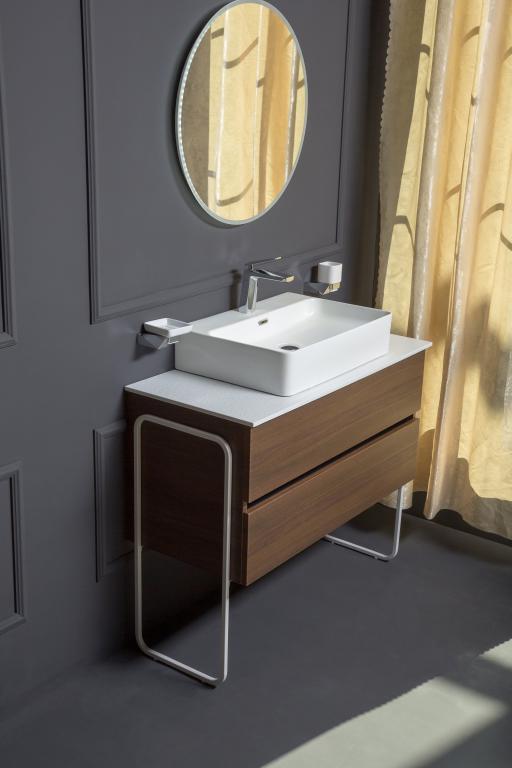 Мебель для ванной комнаты Armadi Art Vallessi 100 дуб темный матовый, цвет белый 837-100-D - фото 7