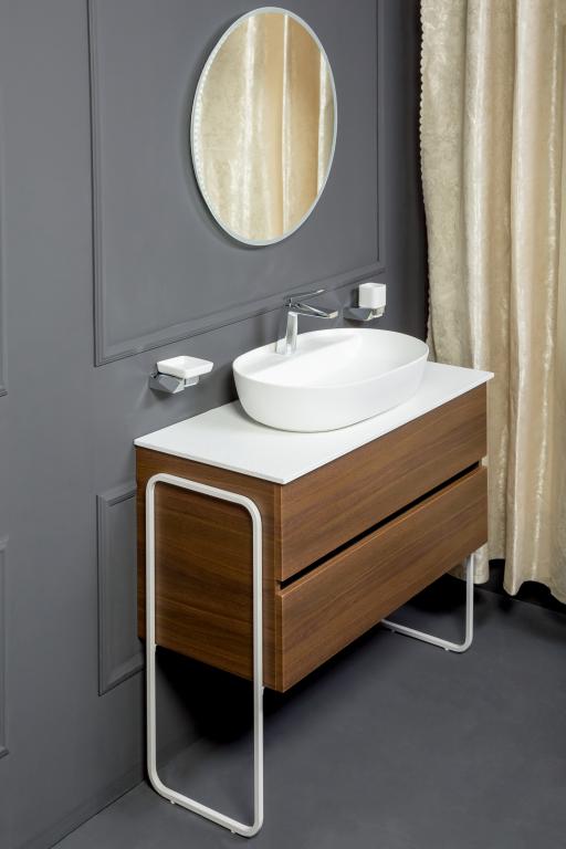 Мебель для ванной комнаты Armadi Art Vallessi 100 дуб темный матовый, цвет белый 837-100-D - фото 8