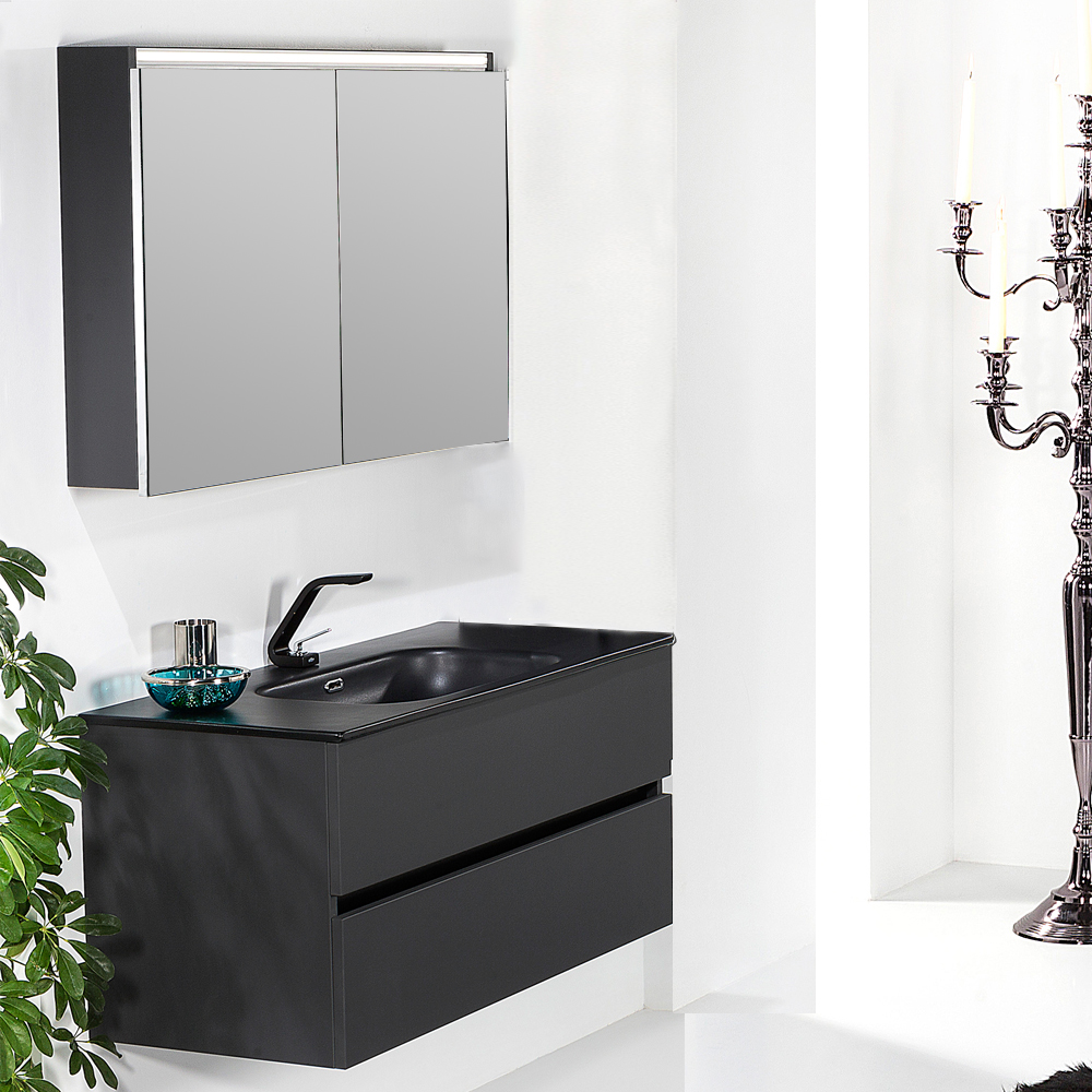 Мебель для ванной комнаты Armadi Art Vallessi 80 антрацит глянец, цвет белый 837-080-A glossy - фото 2
