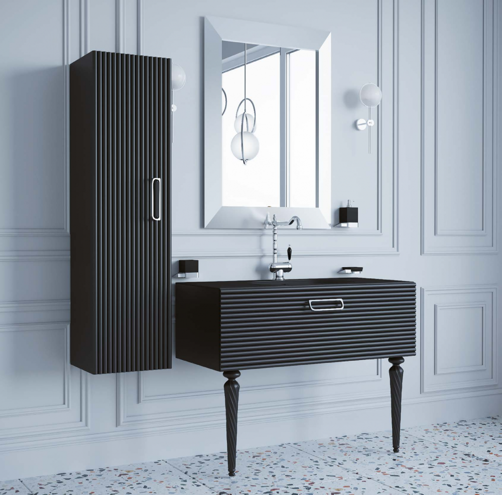 Мебель для ванной комнаты Armadi Art Vallessi Avantgarde 100 см черная, хром, цвет черный