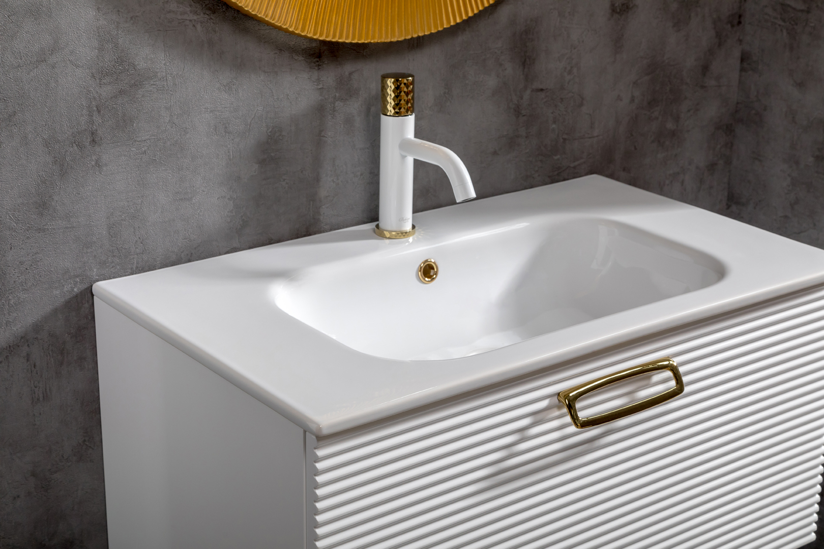 Мебель для ванной комнаты Armadi Art Vallessi Avantgarde 80 см белая, золото, цвет белый,  золото 842-080-WG - фото 2