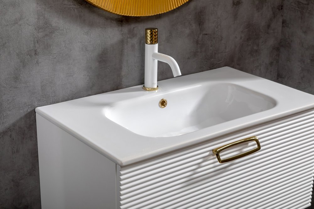 Мебель для ванной комнаты Armadi Art Vallessi Avantgarde 80 см белая, золото, цвет белый,  золото 842-080-WG - фото 6