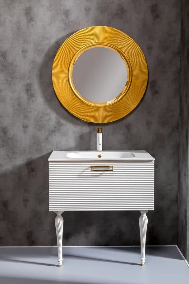 Мебель для ванной комнаты Armadi Art Vallessi Avantgarde 80 см белая, золото, цвет белый,  золото