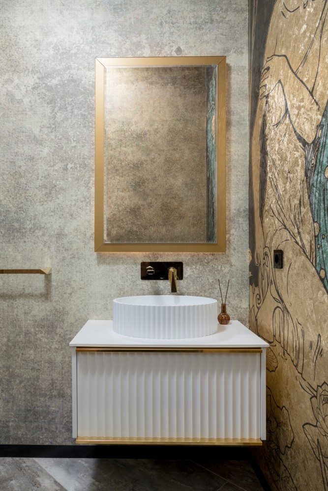 Мебель для ванной комнаты Armadi Art Vallessi Avantgarde 80 см белая, золото, цвет белый,  золото 843-080-WG - фото 1