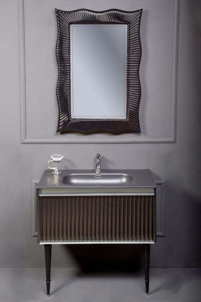 Мебель для ванной комнаты Armadi Art Vallessi Avantgarde 80 см черная, хром, цвет черный