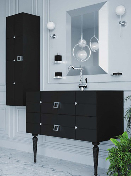 Мебель для ванной комнаты Armadi Art Vallessi Avantgarde 81 см черная, хром, цвет черный 841-080-BCR - фото 1