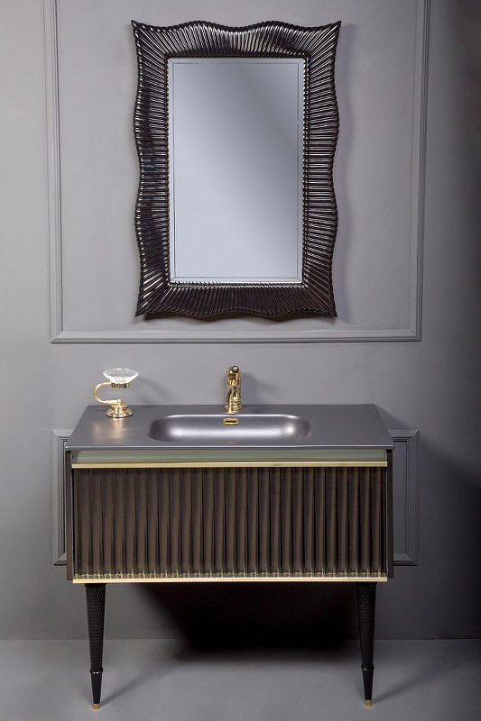 Мебель для ванной комнаты Armadi Art Vallessi Avantgarde 843-100-BG черная, золото, цвет черный - фото 1