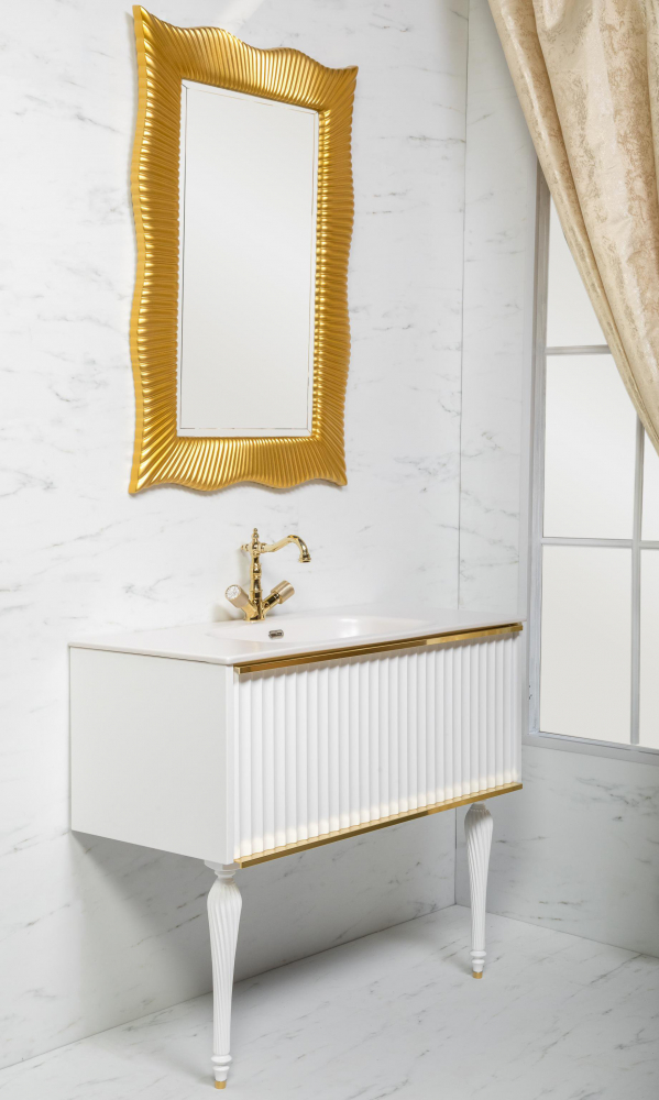 Мебель для ванной комнаты Armadi Art Vallessi Avantgarde 843-100-WG белая, золото, цвет белый - фото 2