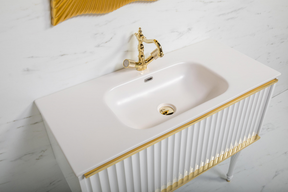 Мебель для ванной комнаты Armadi Art Vallessi Avantgarde 843-100-WG белая, золото, цвет белый - фото 3