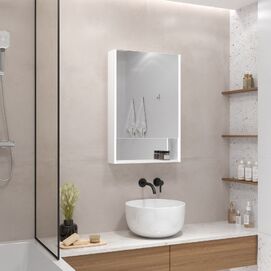 Зеркальный шкаф с подсветкой Art&Max Foggia 50x80 AM-Fog-500-800-1D-R-DS-F-White бесконтактный сенсор, с полкой, правый, белый