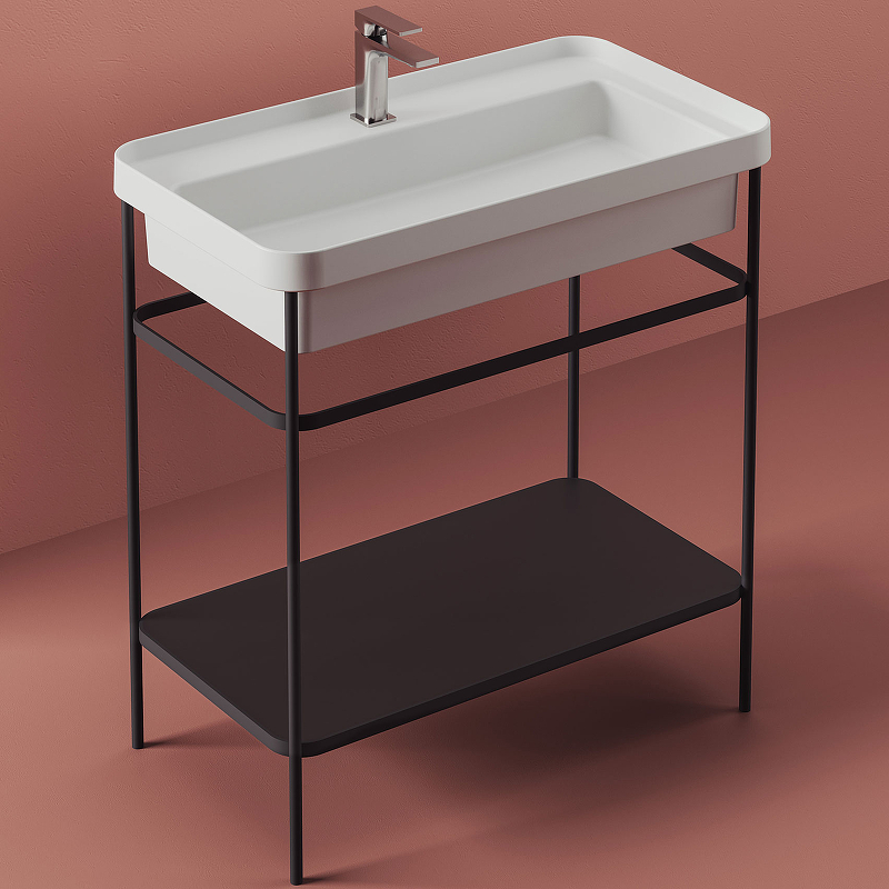 Металлическая структура с раковиной Artceram Fuori Scala 60 см черная матовая с белой раковиной 176404₽