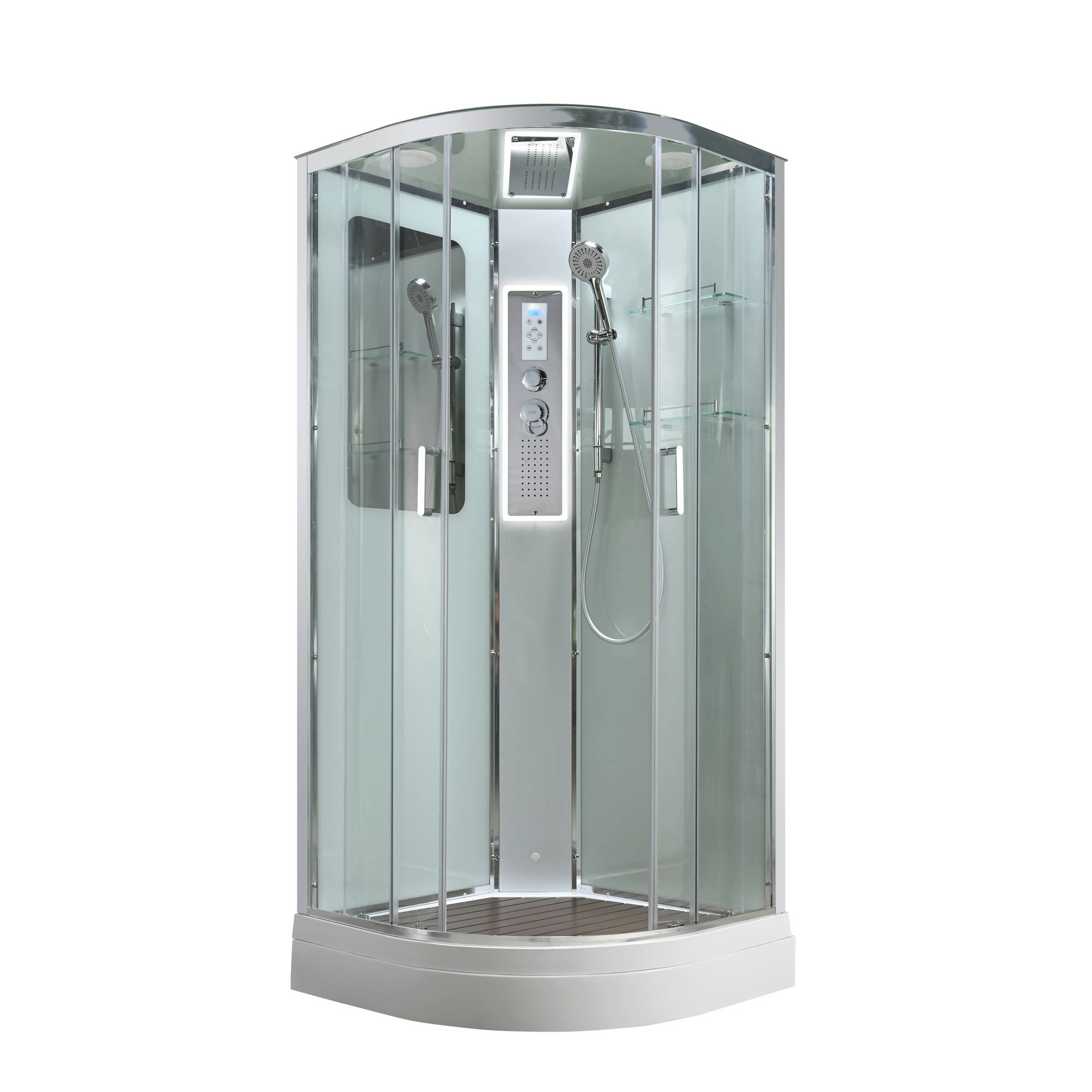 Душевая кабина AvaCan 100x100 A2010LED с подсветкой гидромассажем стекло прозрачное профиль хром 111250₽