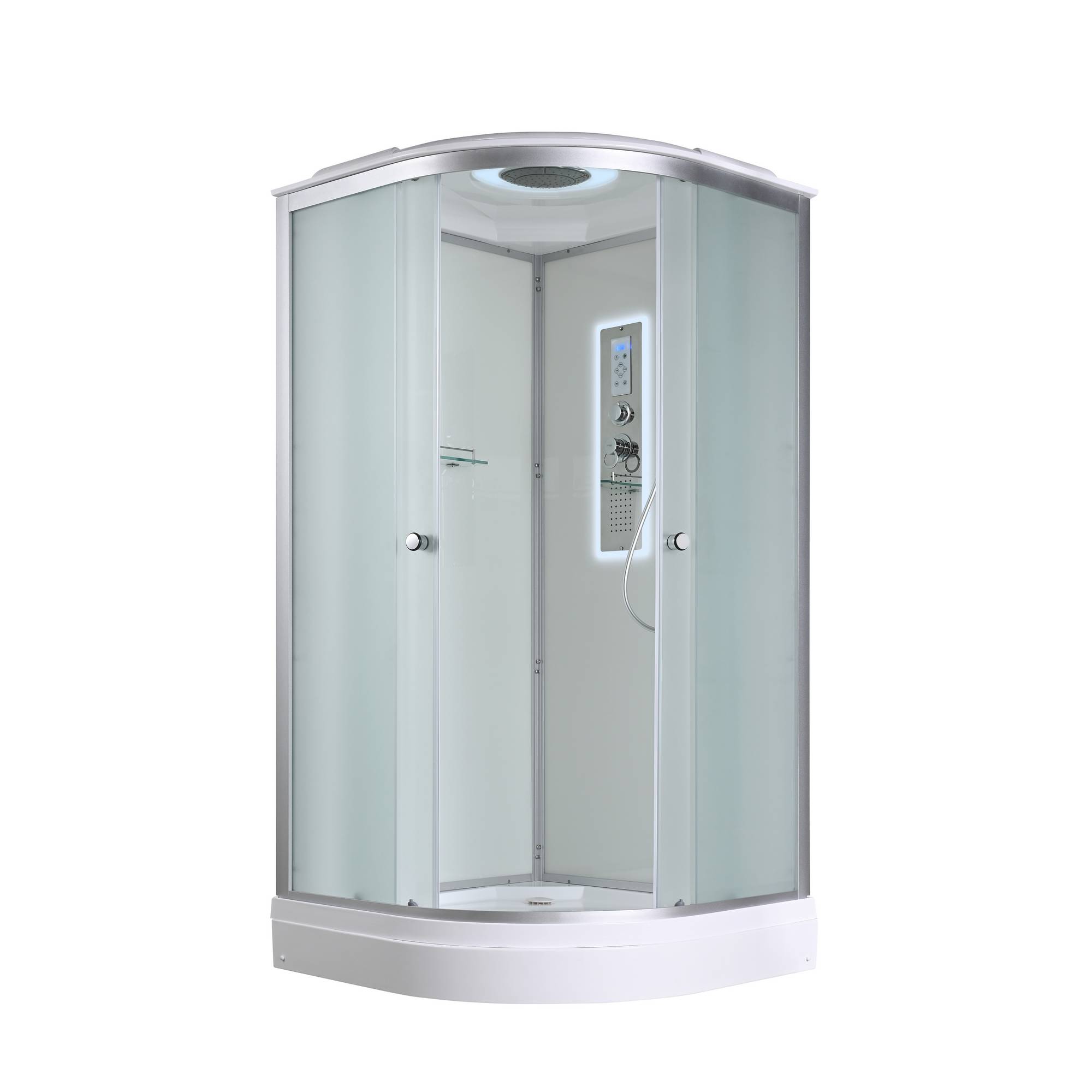 Душевая кабина AvaCan 100x100 D2010LED с гидромассажем и подсветкой стекло матовое профиль хром 61500₽