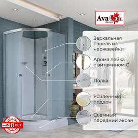 Душевая кабина AvaCan 100x100 D2010N без крыши, стекло матовое, профиль хром