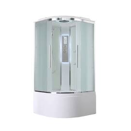 Душевая кабина AvaCan 100x100 EM5010LED матовая, с подсветкой, гидромассажем, профиль хром