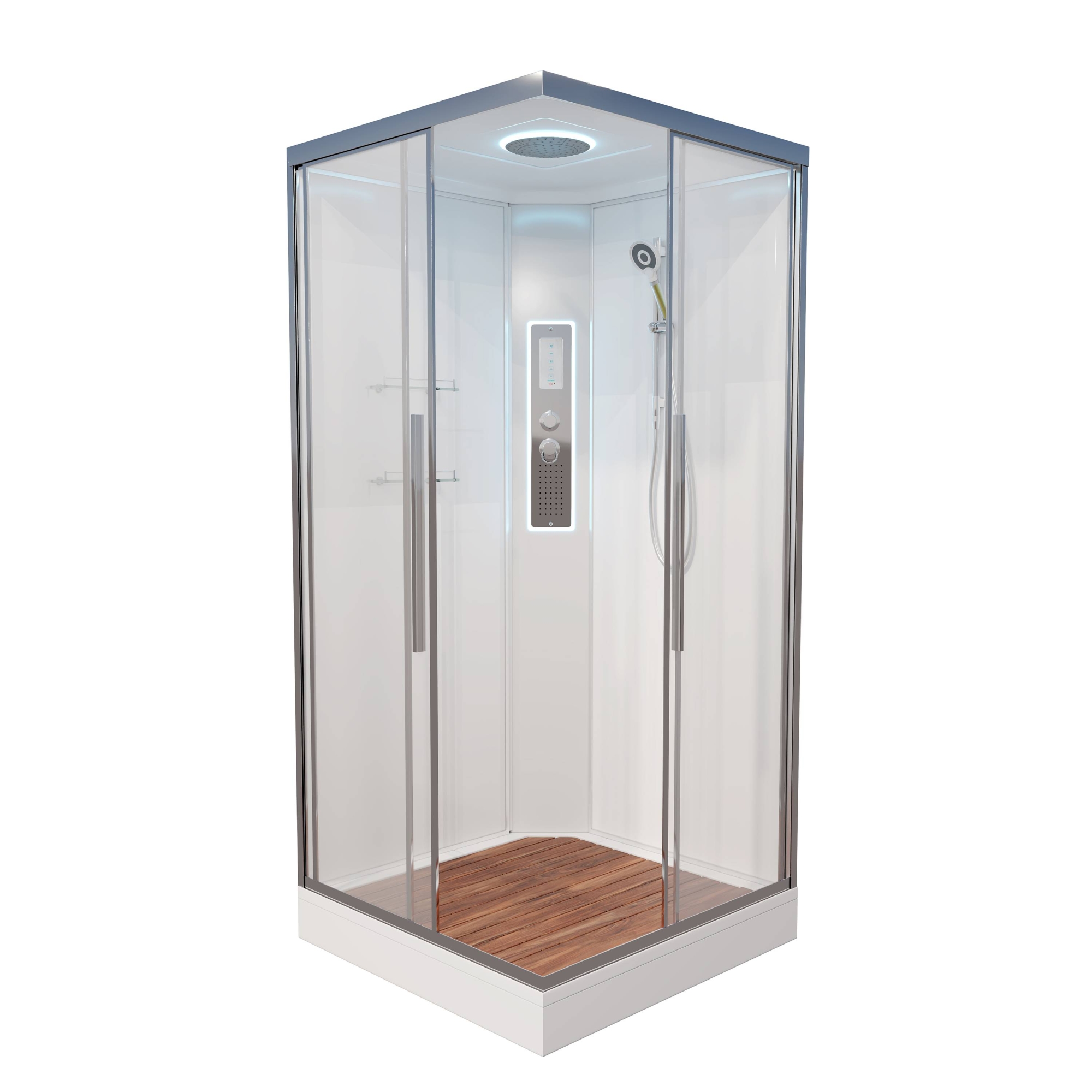 Душевая кабина AvaCan 100x100 K2010LED с подсветкой гидромассажем стекло прозрачное профиль хром 80300₽