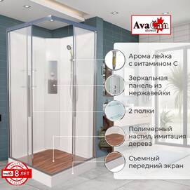 Душевая кабина AvaCan 100x100 K2010N без крыши, стекло прозрачное, профиль хром