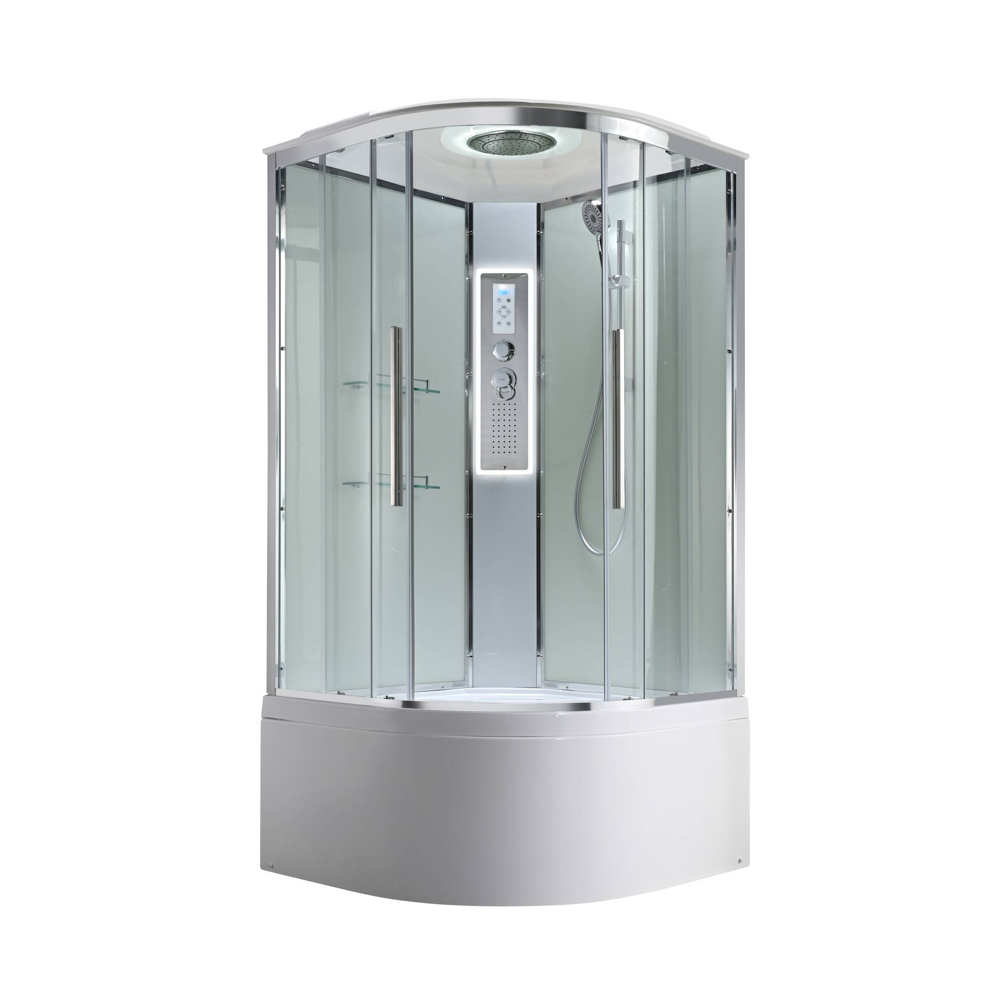 Душевая кабина AvaCan 110x110 EM5011LEDT с подсветкой гидромассажем стекло прозрачное профиль хром 80750₽