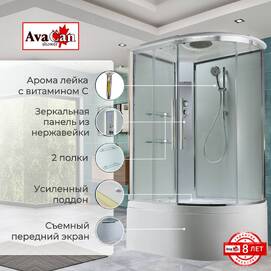 Душевая кабина AvaCan 110x80 EM5811LT стандартная, стекло прозрачное, профиль хром, левая
