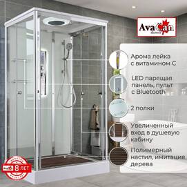 Душевая кабина AvaCan 110x90 V2011LED с подсветкой, гидромассажем, стекло прозрачное, профиль хром